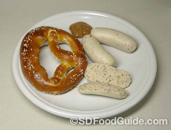 慕尼黑白腸Münchner Weißwurst是巴伐利亞州的傳統美食。（維基百科）