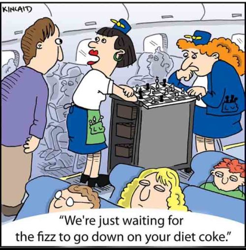 漫画：“我们只是在等您健怡可乐上的泡泡消下去。”