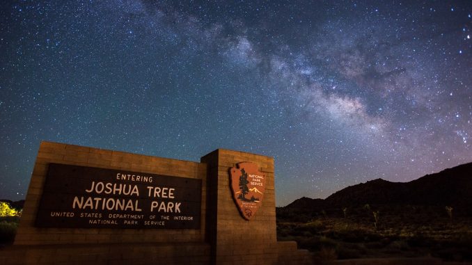 约书亚树国家公园晚上肉眼可见的银河系 (National Park Service)