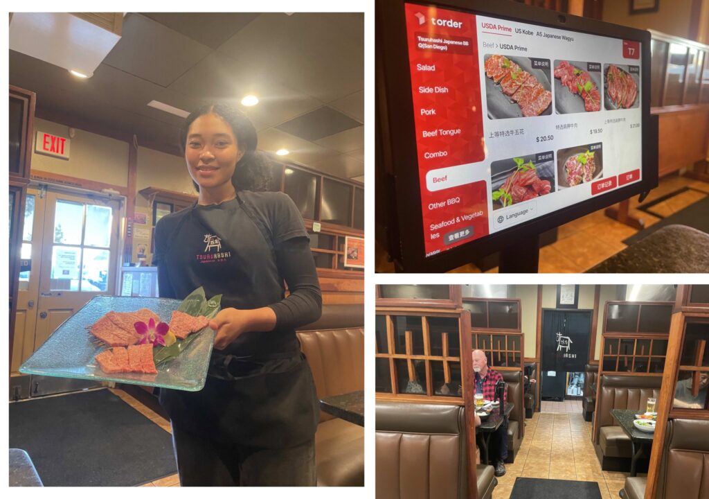 鹤桥烧肉（Tsuruhashi Japanese BBQ）主打日本进口的A5 和牛，非常日式的餐厅，自动点餐系统很方便，非常友善的服务生。